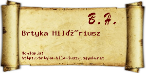 Brtyka Hiláriusz névjegykártya
